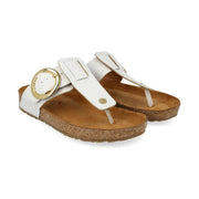 Haflinger Women's Round Buckle Corrina - White by Lenny's Shoe & Apparel