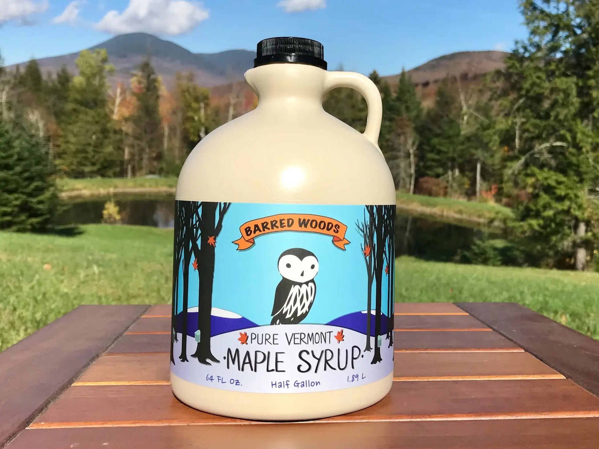Pure Organic Vermont Maple Syrup - Half Gallon Jug (64 ounces) by Barred Woods Maple