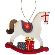 Prancer's Rocking Horse Dreams: Hand-Painted Plywood Ornament