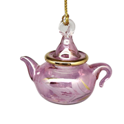 Egyptian Glass Teapot Ornaments - Etched Pink