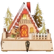 Lighted Ski Cabin Wooden Stocking Holder