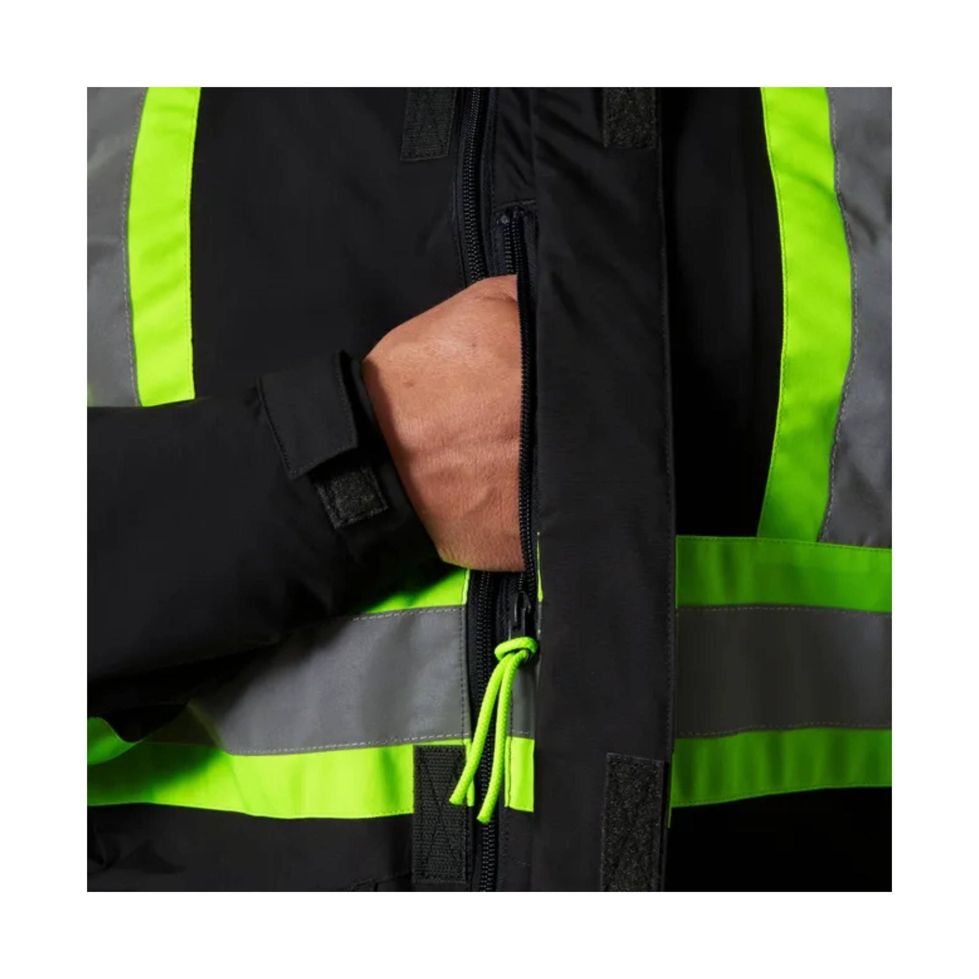 Helly Hansen Men's Alta Hi Vis Waterproof Shell CSA Jacket - Ebony by Lenny's Shoe & Apparel