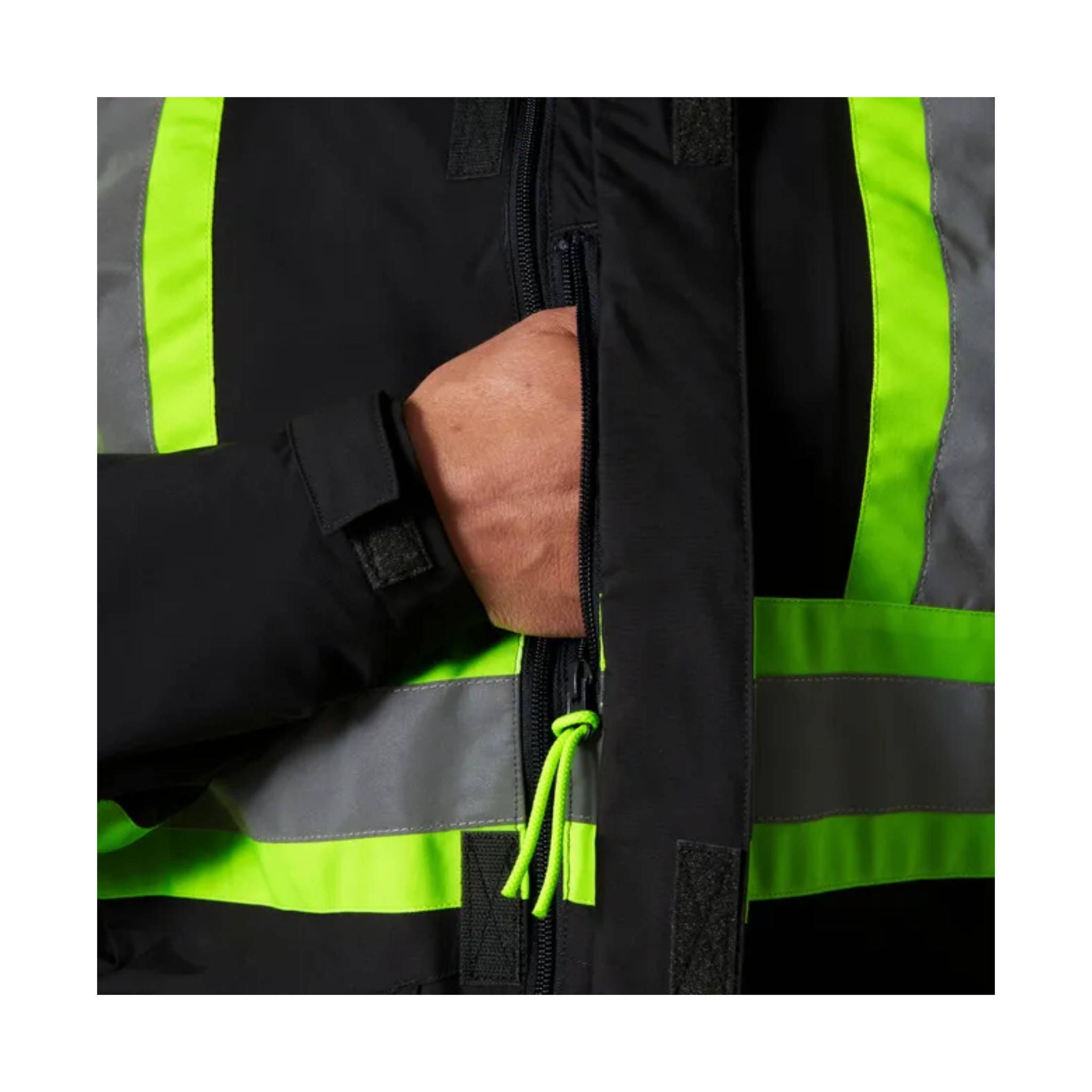 Helly Hansen Men's Alta Hi Vis Waterproof Shell CSA Jacket - Ebony by Lenny's Shoe & Apparel