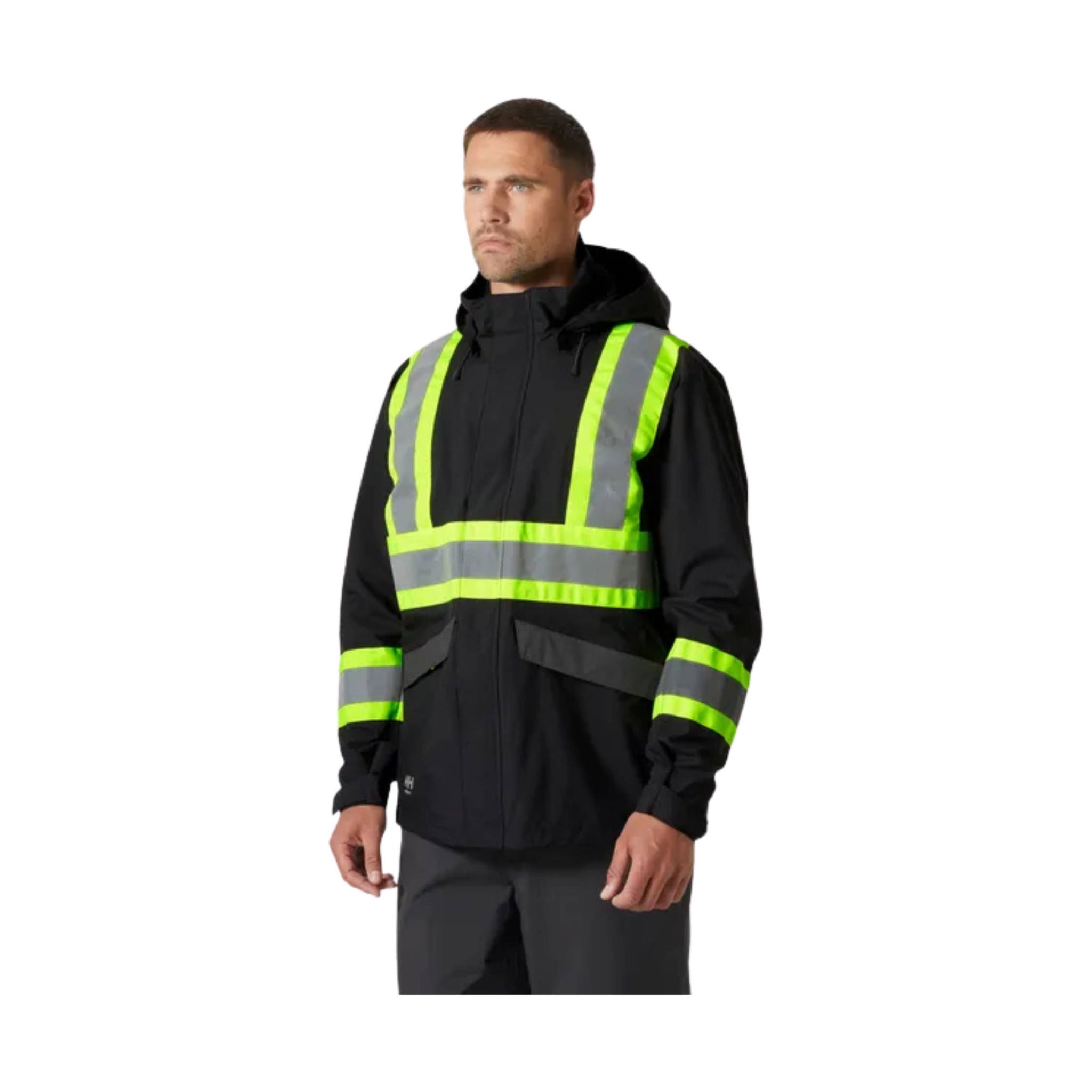 Helly Hansen Men's Alta Hi Vis Waterproof Shell CSA Jacket - Ebony by Lenny's Shoe & Apparel