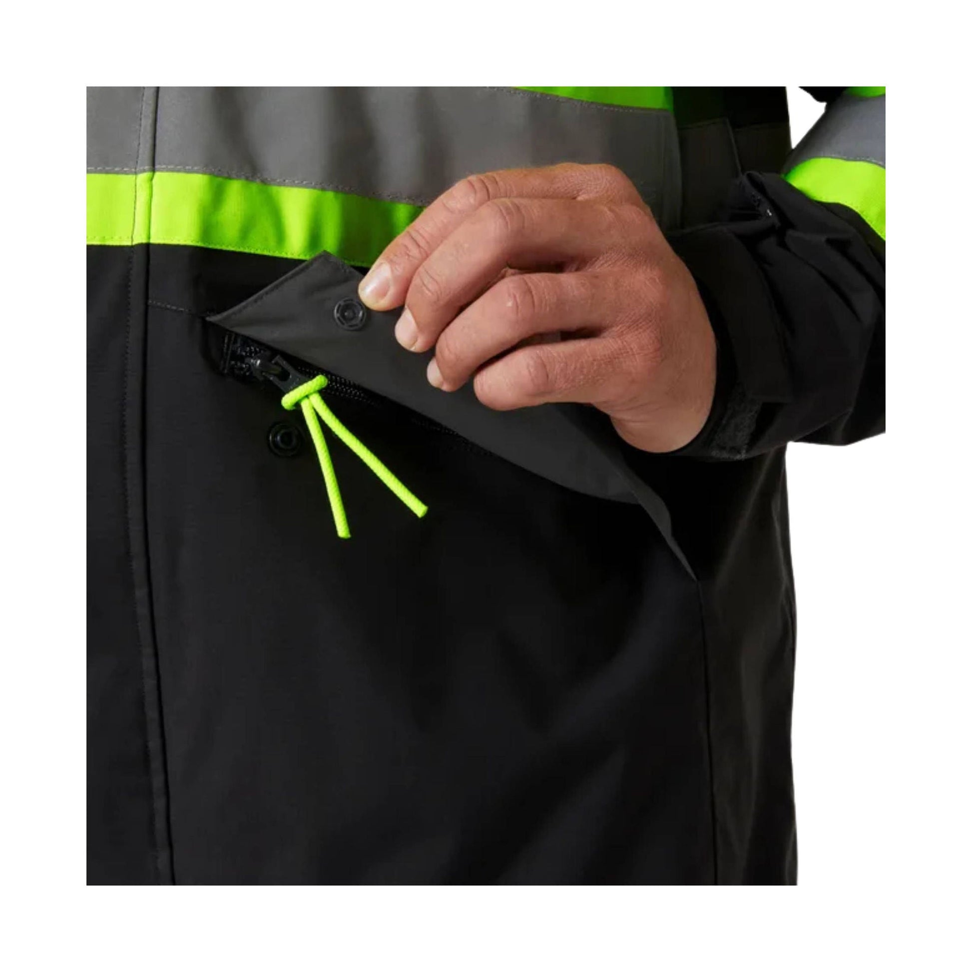 Helly Hansen Men's Alta Hi Vis Waterproof Shell CSA Jacket - Ebony by Lenny's Shoe & Apparel