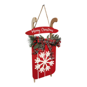 Wood Holiday Snowflake Sleigh - 24 Inch - Red