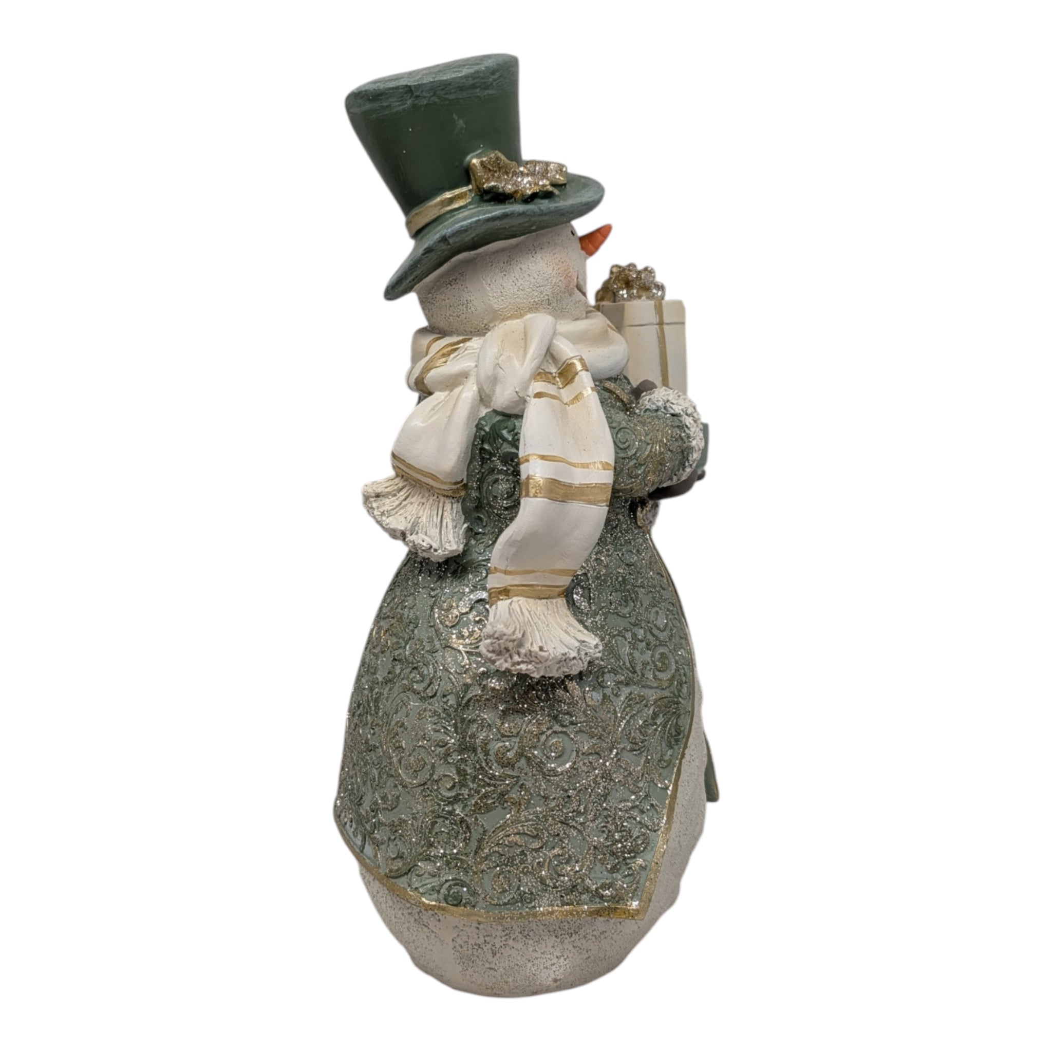 Elegant Snowman with Gifts Resin Figurine