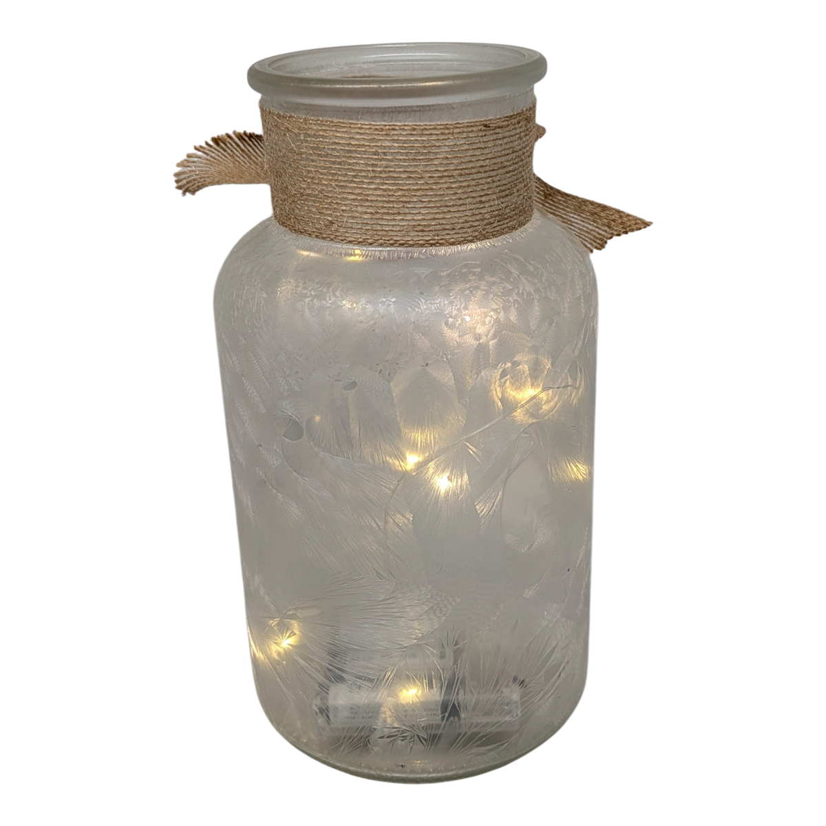 Lighted Frosted Glass Highland Cow Luminary – "Peace on Earth"