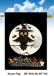 Owl on Full Moon House Flag