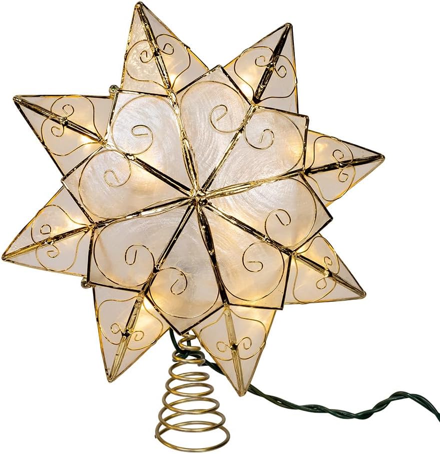 10-Light LED Capiz 8 Point Star Treetop
