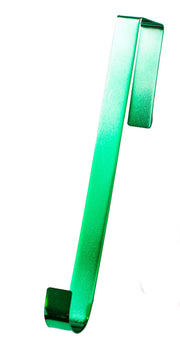 Shiny Metal 12 Inch Over the Door Wreath Hanger - Green