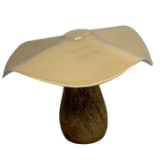 Metal and Mango Wood Mushroom  - Beige