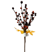 Orange Burgandy Berry Spray  With Autumn Leaves 10  Inch