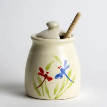 Honey Pot & Wooden Honey Stick