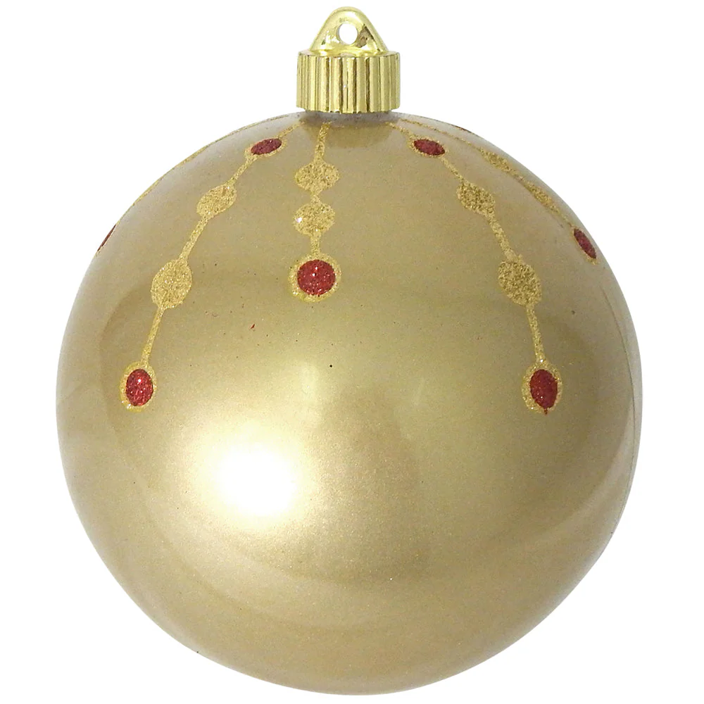6" (150mm) Commercial Shatterproof Ball Ornament - Candy Gold with Dancing Dots