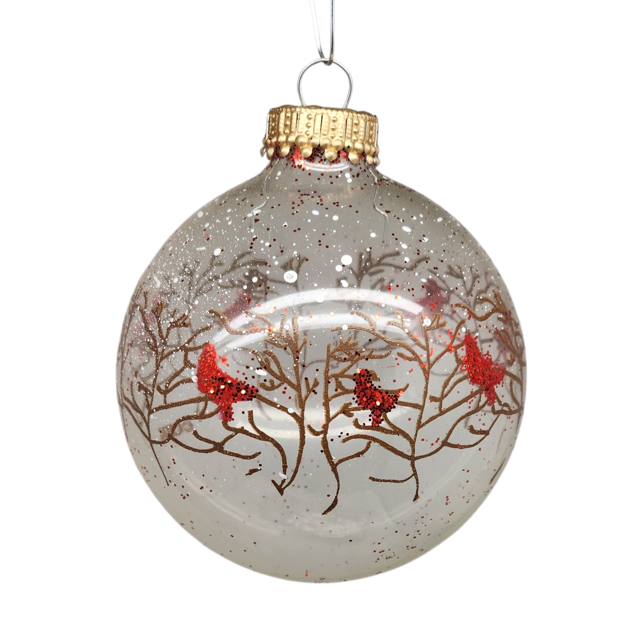 Krebs Value Glass Ornament 4 pack - Cardinals on Snowy Braches