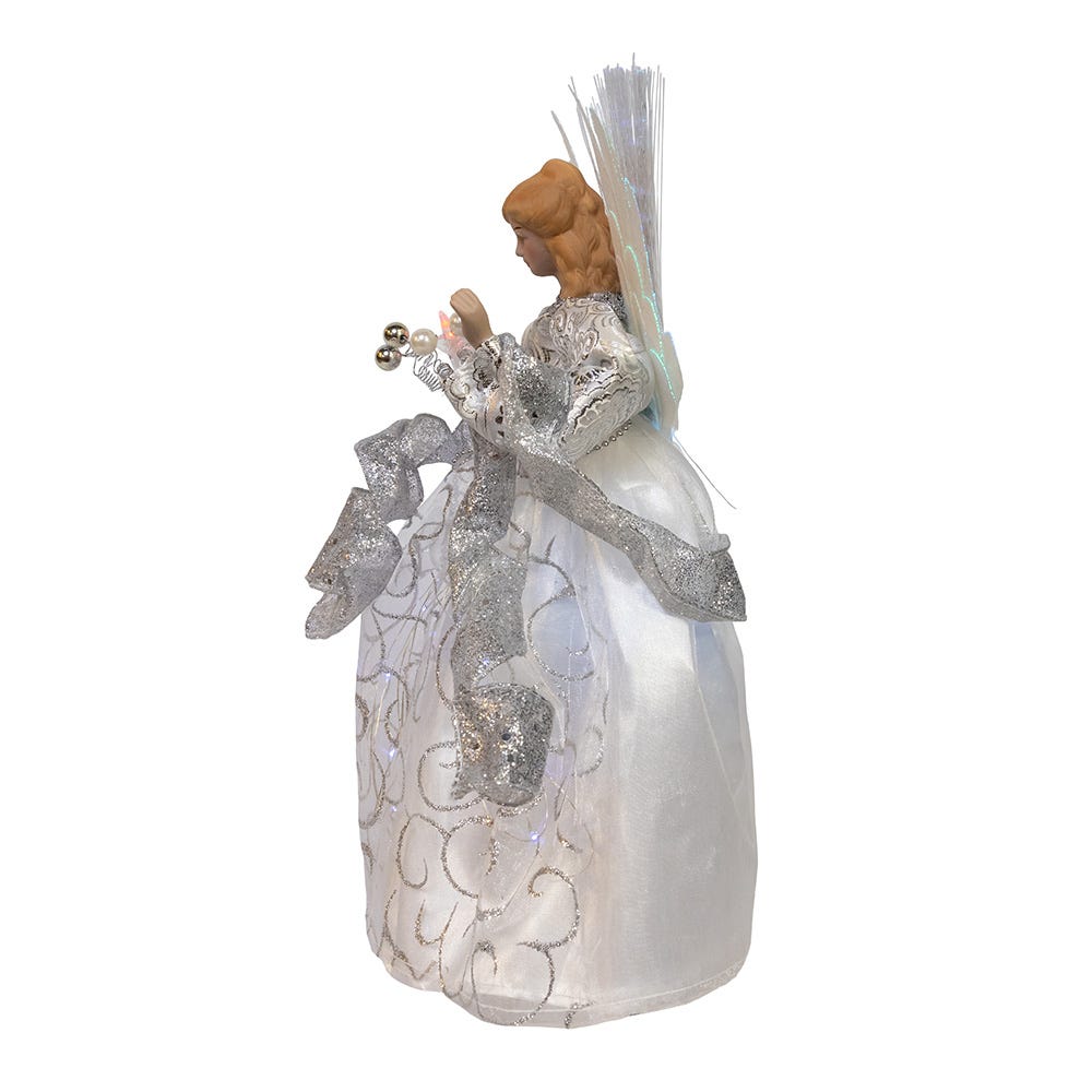 LED Fiber Optic Silver Angel Treetop - 12 Inches Tall