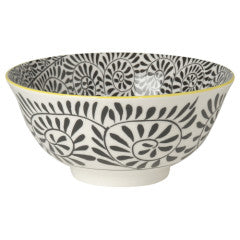 Stamped Pattern Bowl - 6" Black Vines by Homeportonline