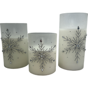 B/O Lighted Glass Holiday Luminaries with LED Set of 3 Candles