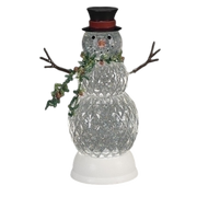 Lighted Swirl Faceted Snowman Water Globe