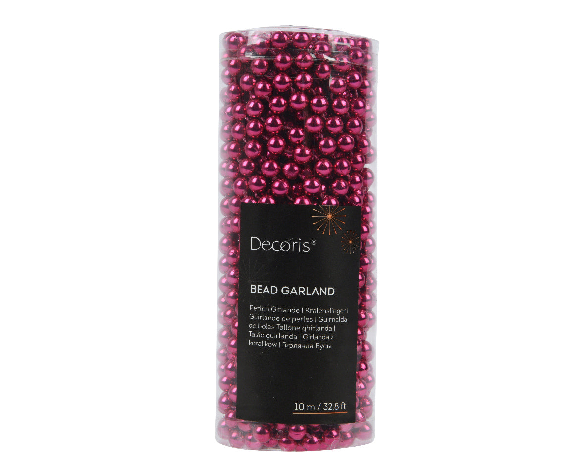 Shiny Bead Garland - Festive Pink - 32.8 Feet Long