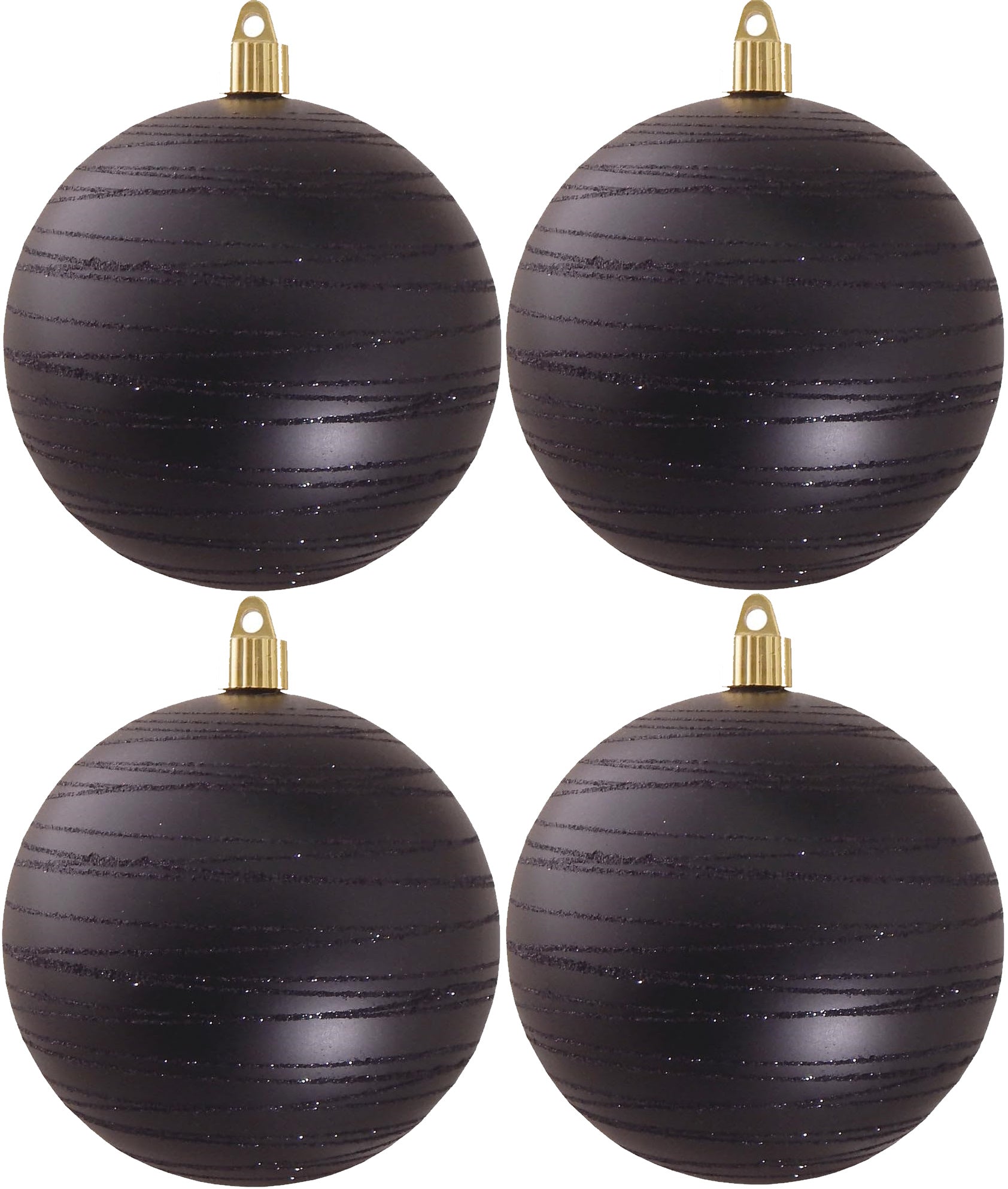 4.75" (120mm) Commercial Shatterproof Ball Ornament set of 4 - Soot Black with Tangles