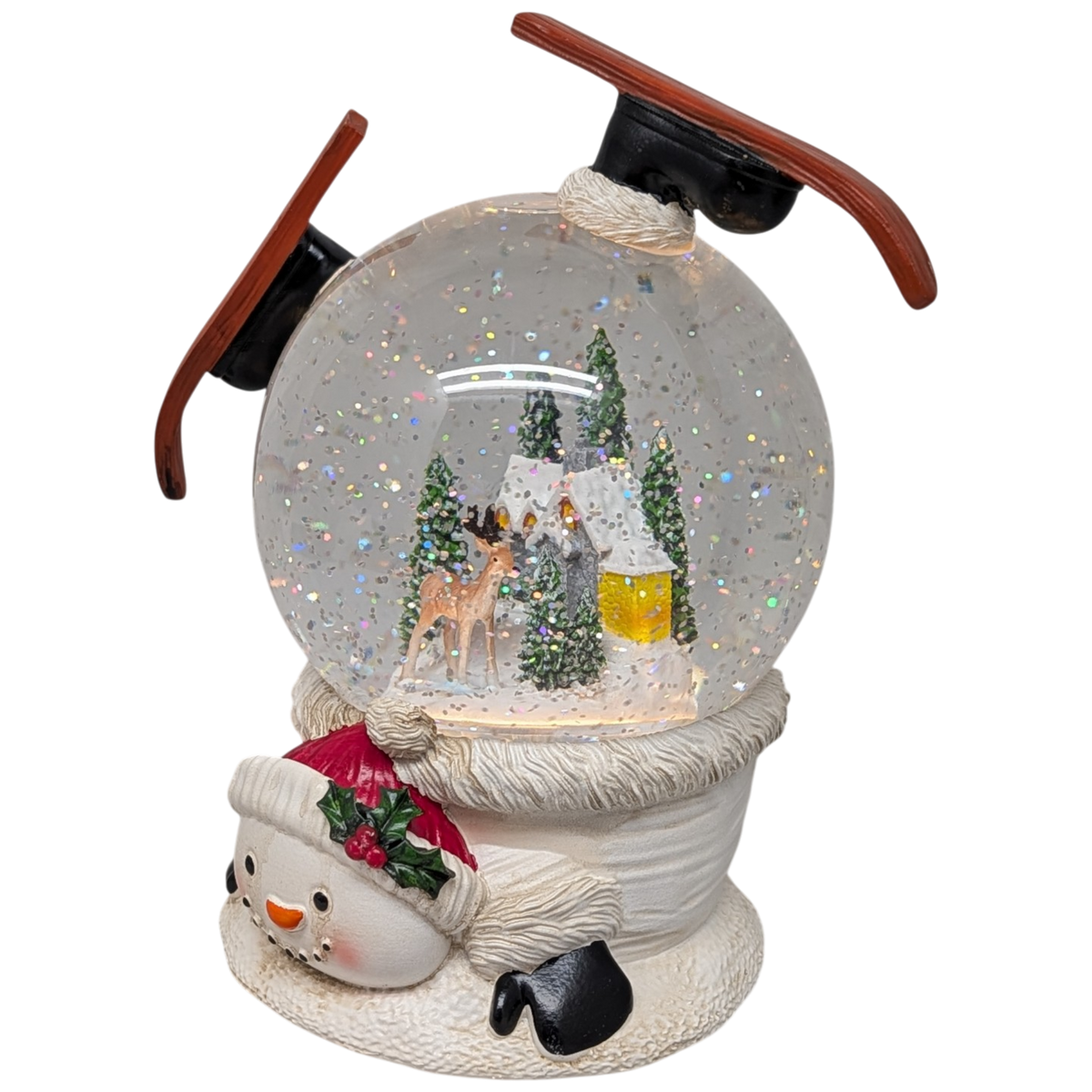 Lighted Spinning Snowman Water Globe Scene