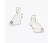 Enamel Bunny Earrings with Crystal Tails
