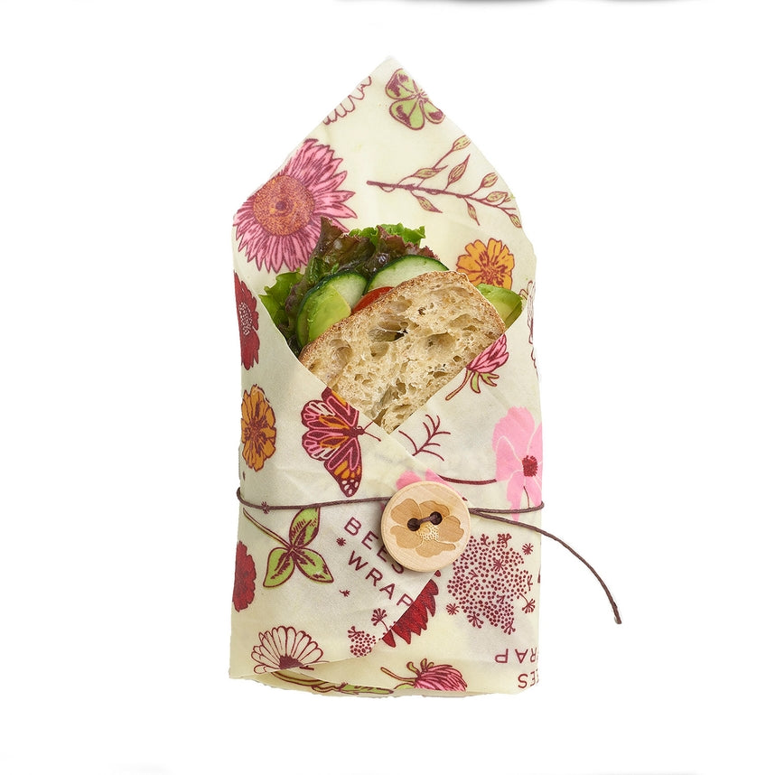 Bee's Wrap Food Wrap - Meadow Magic Print - Vegan Sandwich Wrap