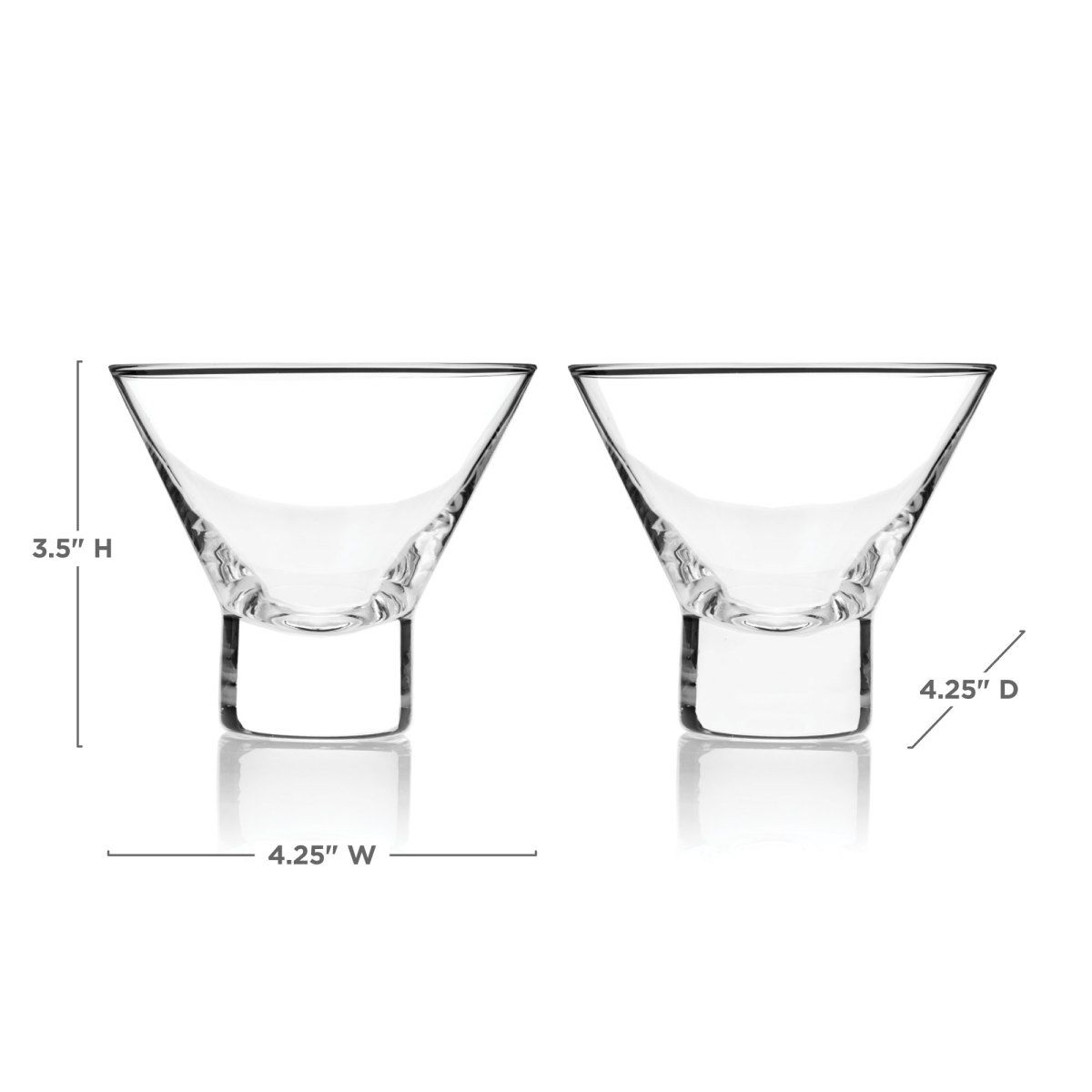 Stemless Martini Glasses Lead Free Crystal - Sold Individually by Homeportonline