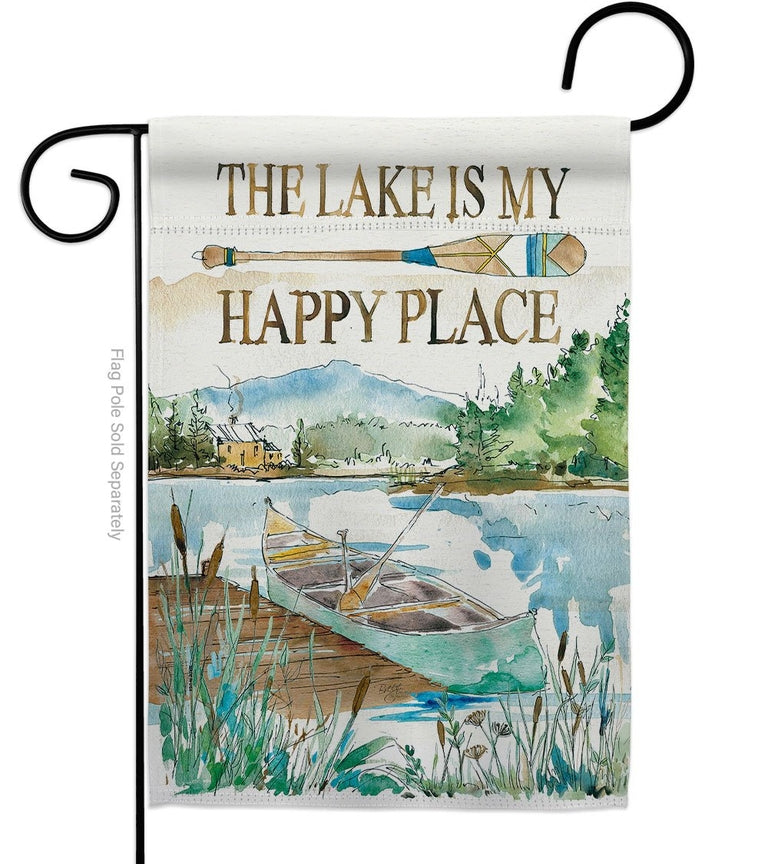 Lake Is Happy Place Outdoor Scenery Garden Flag