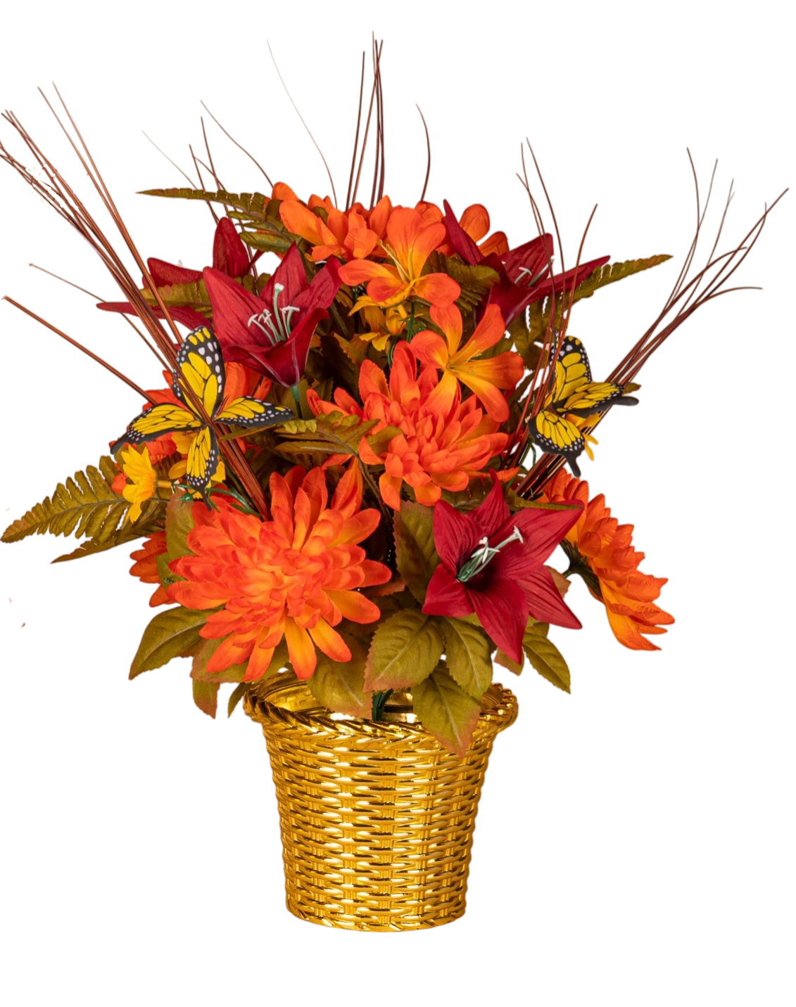 Harvest Floral Arrangements in Gold Weighted Pot -