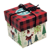 Gift Box Cube for Gift Cards - 3" x 3" - Woodland Santa