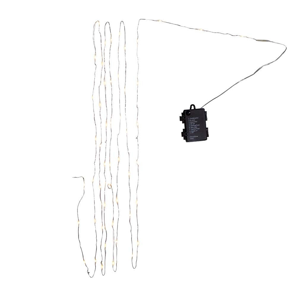 Warm White LED Multifunction Silver Wire Fairy Light Set