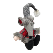 Plush Sitting Mouse - 16 Inch - Grey Hat
