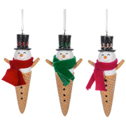 Snowman Waffle Cone Ornament -