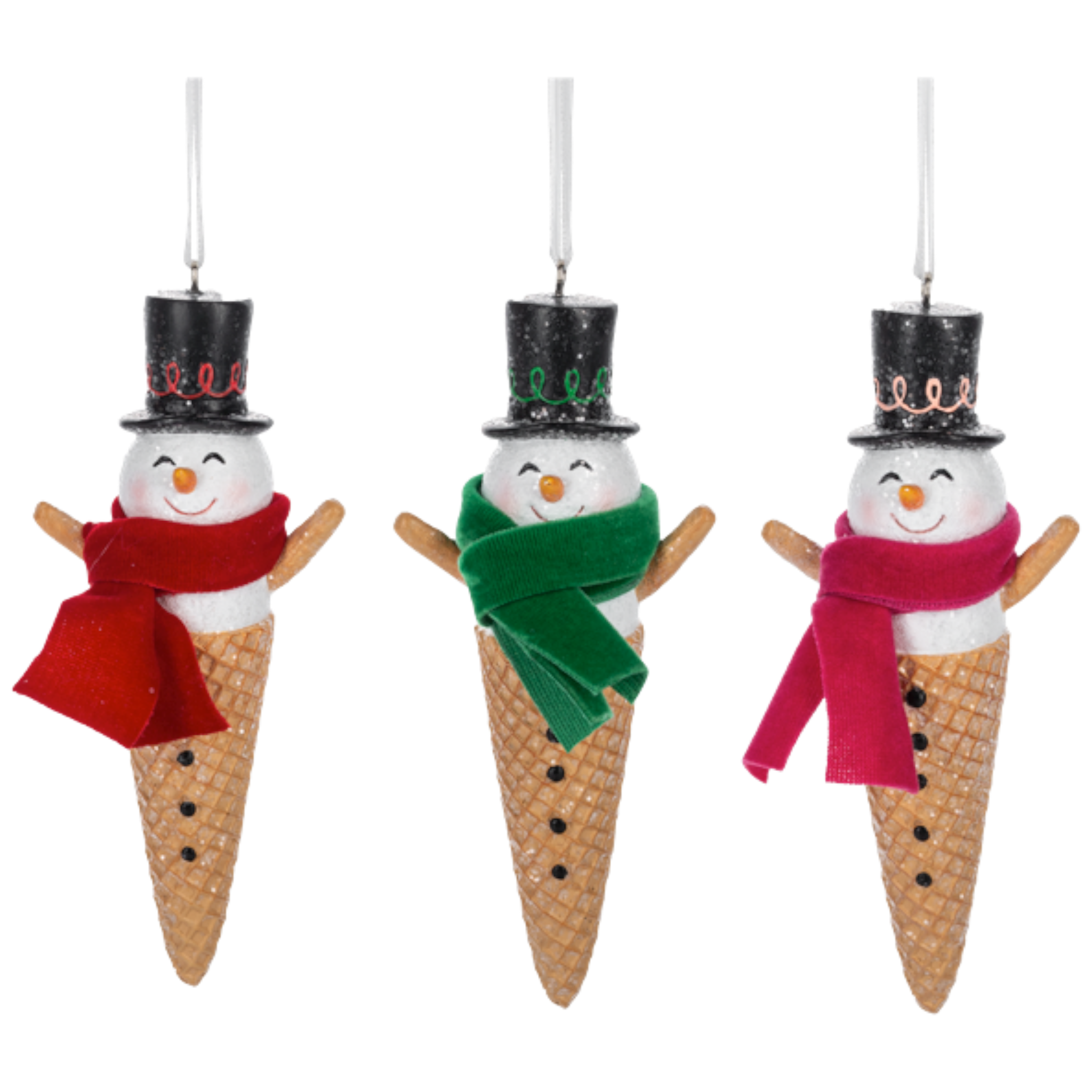 Snowman Waffle Cone Ornament -