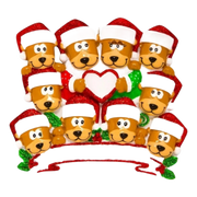 Brown Bear Family With Heart - Family of 10 - Ornament