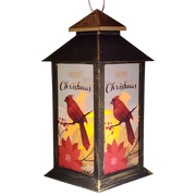 Christmas Cardinal Lantern with LED Candle - Merry Christmas