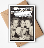 Birthday Card - Birthday Advice: Cake and Exercise