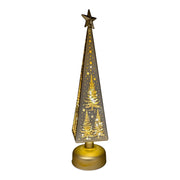 Etched Glass Tree with Star Topper LED Luminary