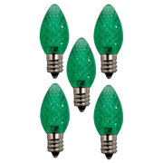C7 Faceted Led Bulb - 5 Piece - Green