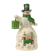 Snowman in John Deer Top-Hat Figurine