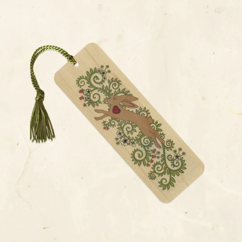 Leaping Hare Wood Bookmark with Tassel by Wild Lark