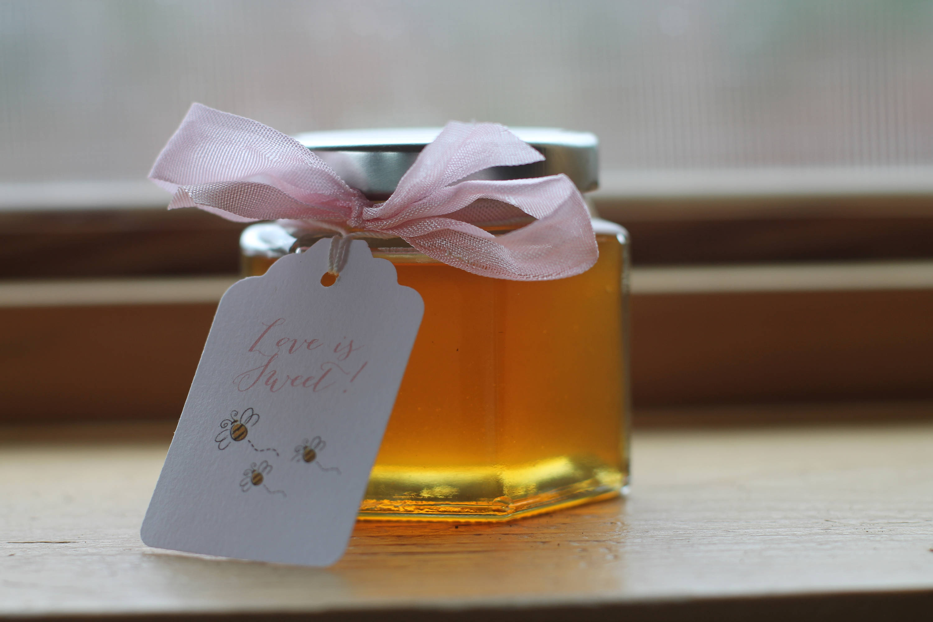 Honey Favor 4oz with Ribbon and Custom Tag- VT Honey-Belle Savon Vermont by Belle Savon Vermont