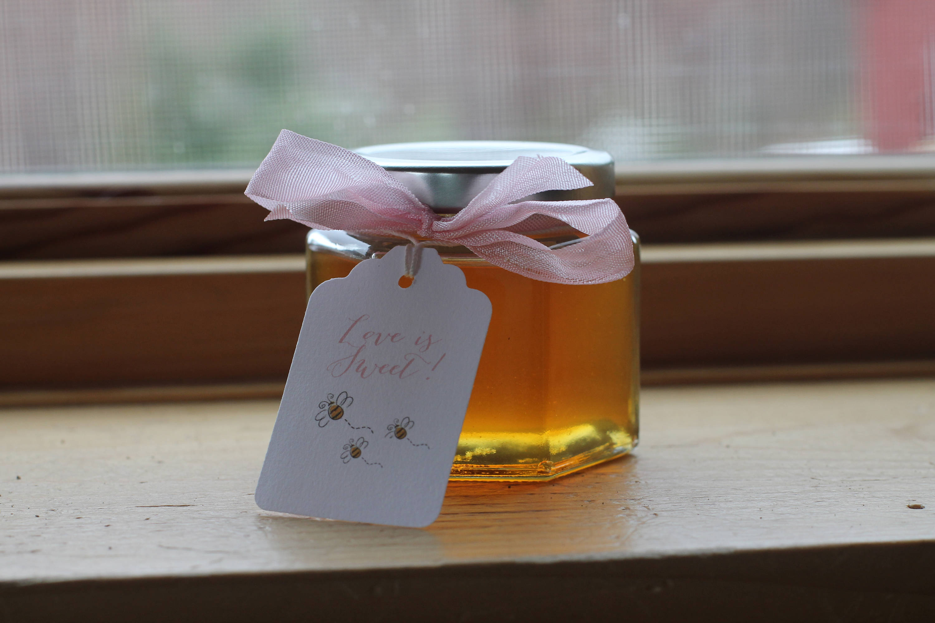 Honey Favor 4oz with Ribbon and Custom Tag- VT Honey-Belle Savon Vermont by Belle Savon Vermont