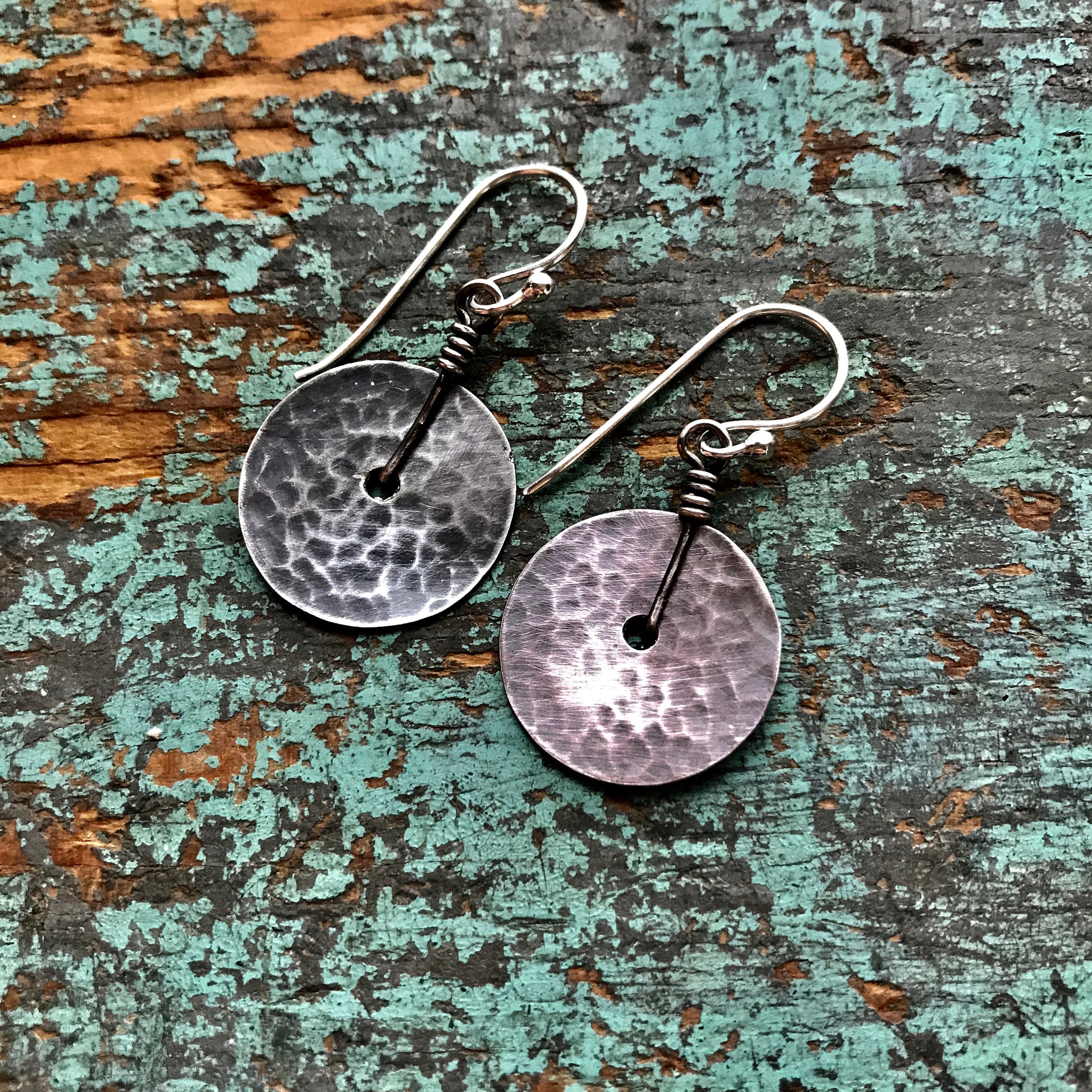 Silver Disc Earrings by jenkahnjewelry