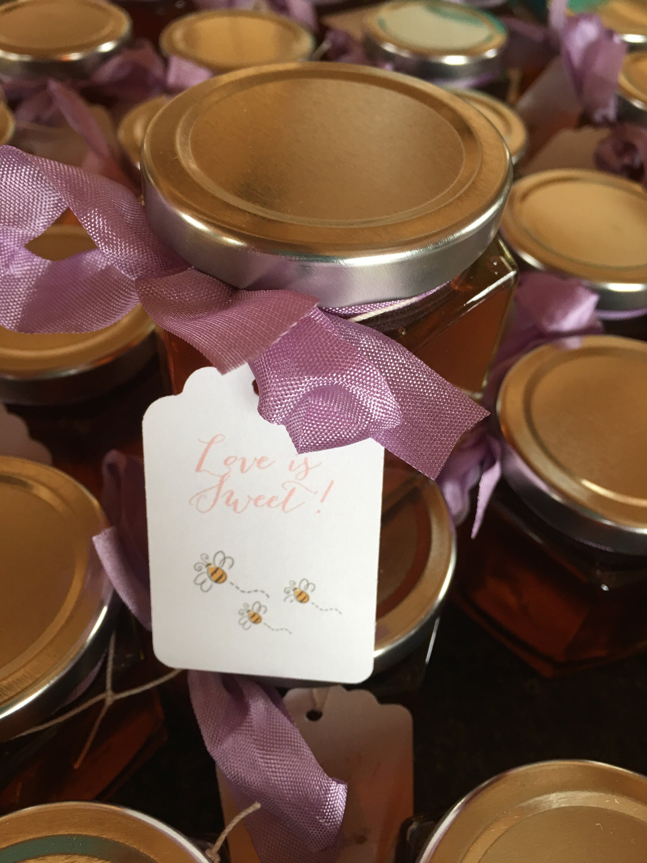 Honey Favor 4oz with Ribbon and Custom Tag- VT Honey-Belle Savon Vermont by Belle Savon Vermont