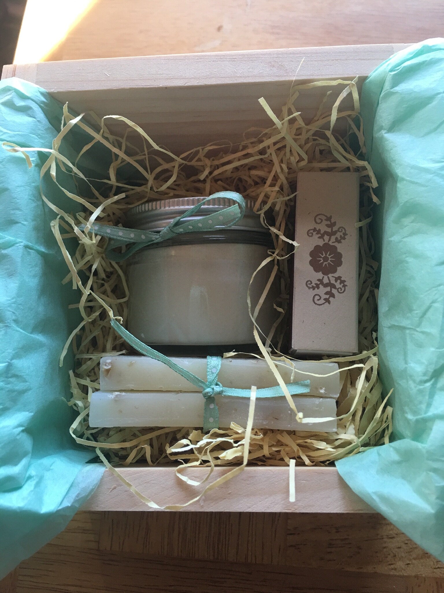 Artisan Soap and Soy Candle Gift Set in Vermont Wooden Box -Bridal Party-Hostess Gift by Belle Savon Vermont