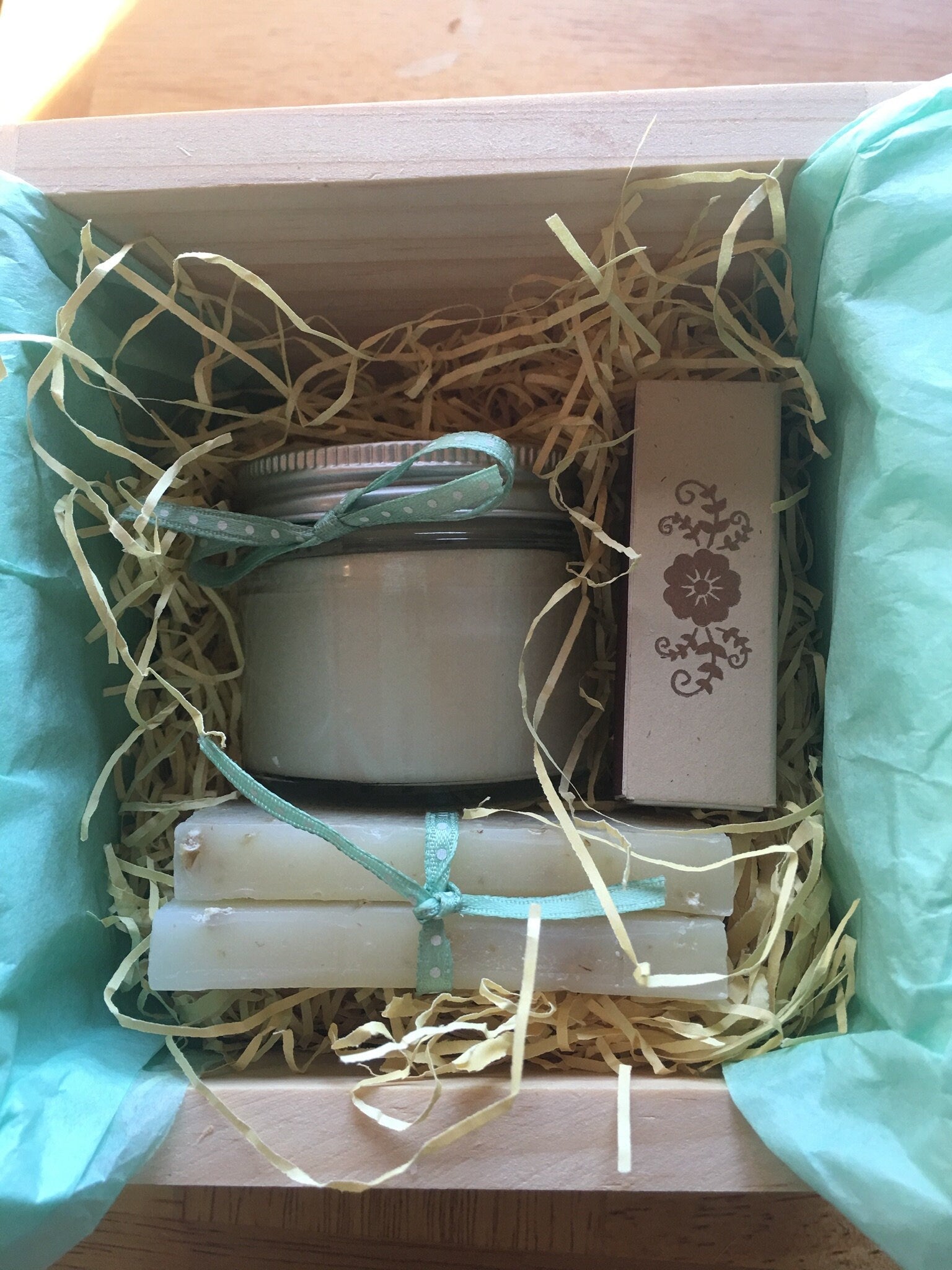Artisan Soap and Soy Candle Gift Set in Vermont Wooden Box -Bridal Party-Hostess Gift by Belle Savon Vermont